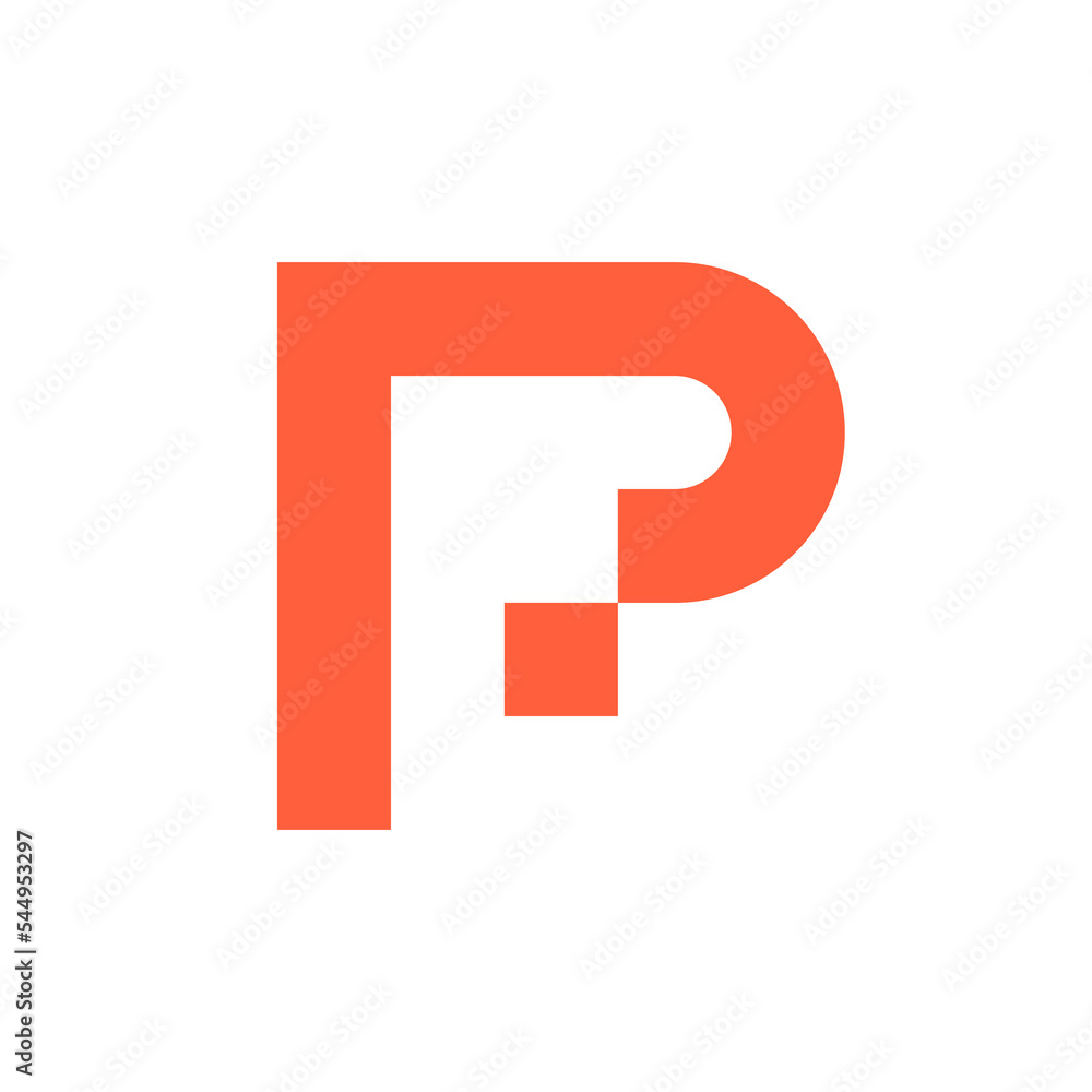 Letter P pixel modern logo design Letter P pixel modern logo design
