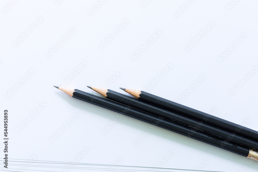 2B pencil on a white paper background,black pencil on a white background 2B pencil on a white paper background,black pencil on a white background