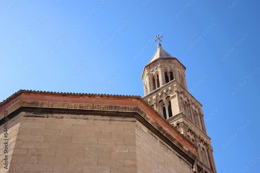 Saint Domnius church and bell tower, historical landmark in Split, Croatia.