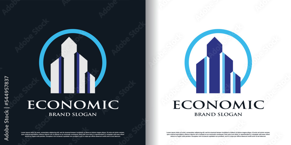 Economic logo with creative abstract element design premium vector Economic logo with creative abstract element design premium vector