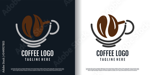 coffe logo design with creative and unique concept premium vector