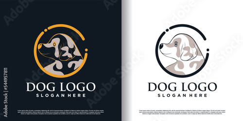 Dog logo design with creative concept premium vector