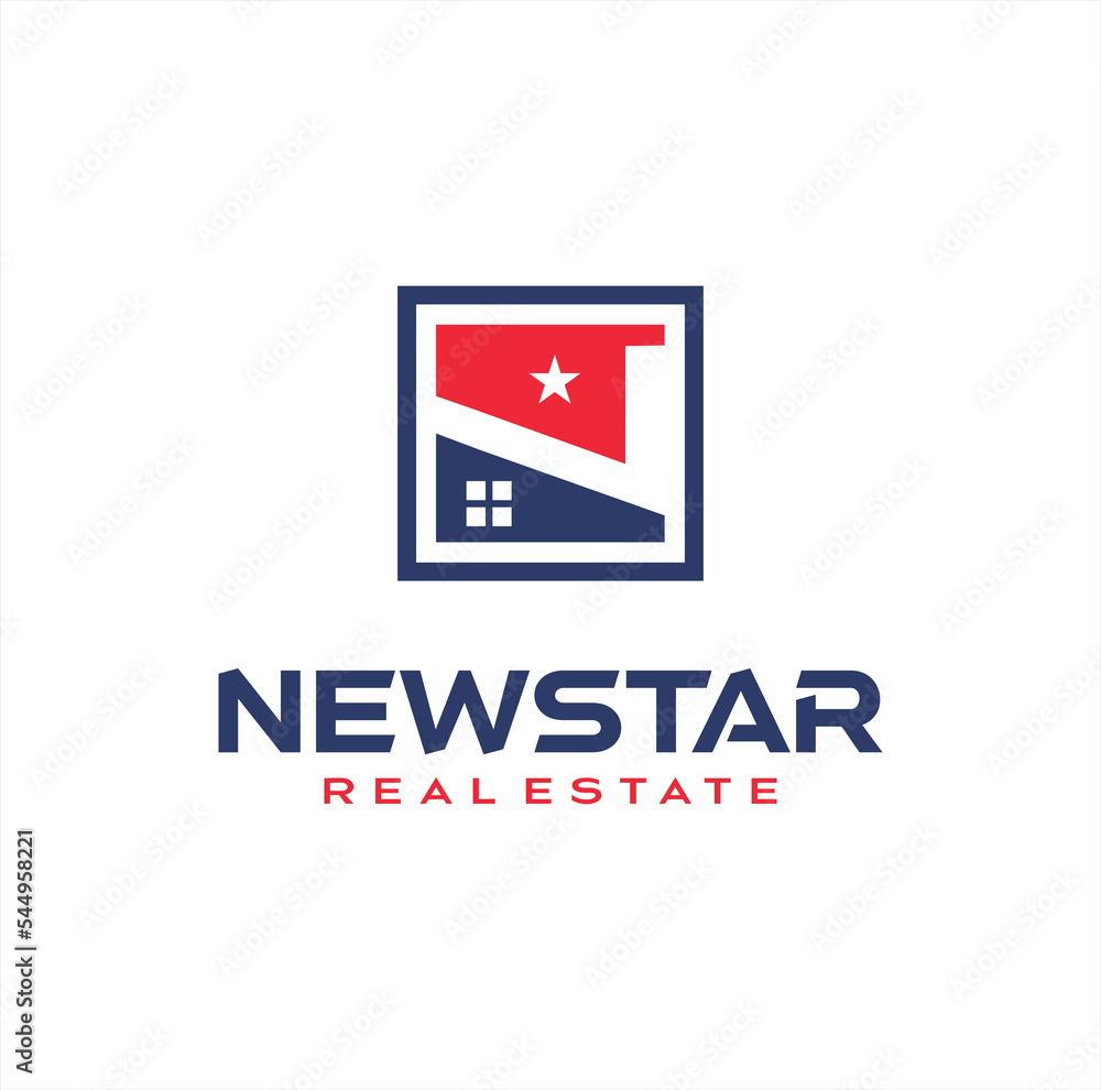 Fototapeta premium American Home Letter n logo design for real estate
