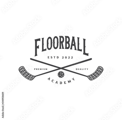 Floorball logo for sport team identity and the cup badge vector illustration