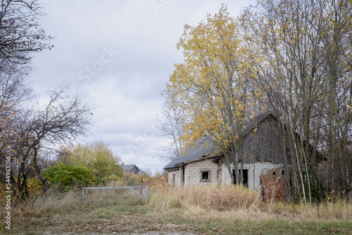 old abandoned house in Latvia countryside. Latvian landscape 