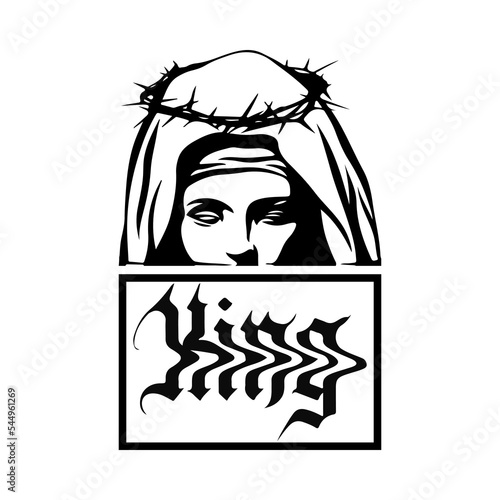 vector illustration of a nun with barbed wire