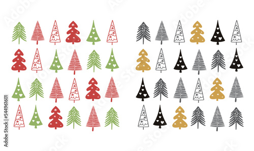 Seamless background with christmas tree in two variants, wrapping paper.