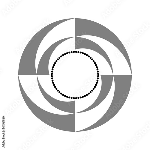Abstract oval lines and dots in circle form. Vector rotating ellipse. Geometric art. Trendy design element for frame, technology logo, tattoo, sign, symbol, web, prints, poster template, pattern