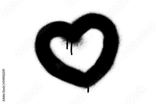 Spray graffiti heart symbol. White background. Fall in love and St. Valentine's day concept (february 14th). photo