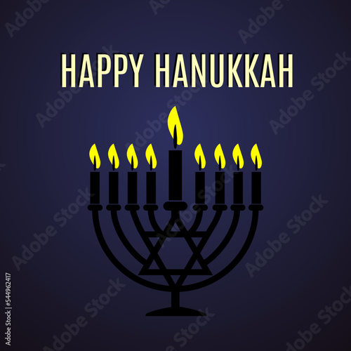 Happy Hanukkah. Vector typography with a menorah