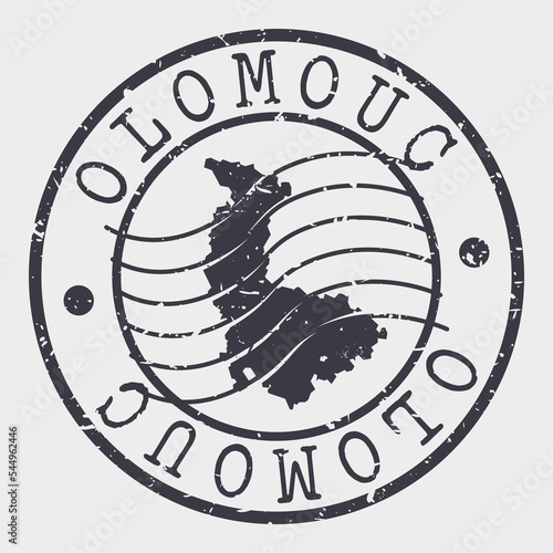Olomouc, Czech Silhouette Postal Passport. Stamp Round Vector Icon Map. Design Travel Postmark. 