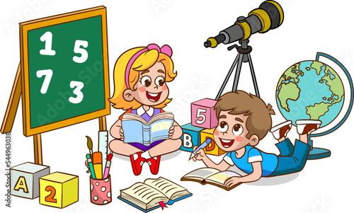 cute little kids reading books