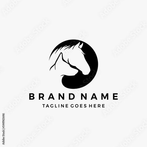 horse and dog logo, pet animals design template icon vector illustration