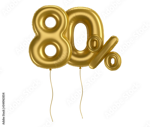 Golden balloon 80% off, number ballon, festive descoration photo