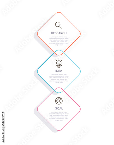 Vertical infographic design with icons and 3 options or steps. Thin line. Infographics business concept. Can be used for info graphics, flow charts, presentations, mobile web sites, printed materials.