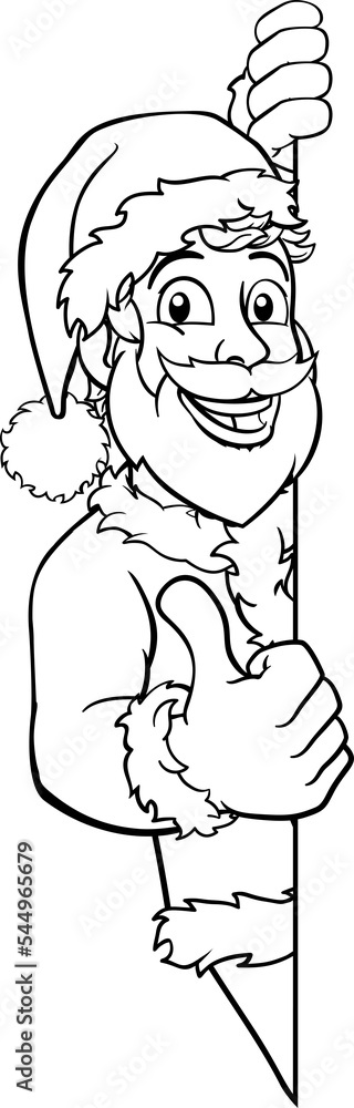 Young Santa Christmas Cartoon Sign Thumbs Up Young Santa Christmas Cartoon Sign Thumbs Up