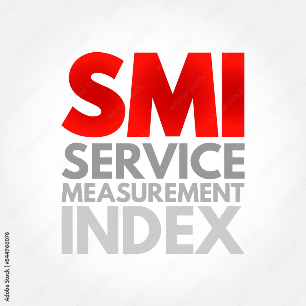 SMI Service Measurement Index - application framework that defines method for the calculation of a relative index, which may be used to compare IT services, acronym text concept background