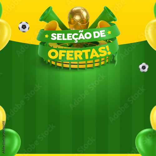Post Template Social Media Seleção de Ofertas, Campanha de Copa do Mundo Brasil photo