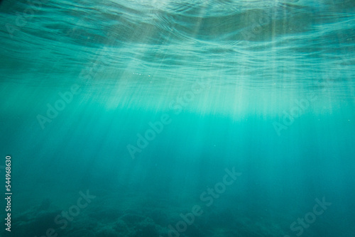 Sunlight streaming in deep sea