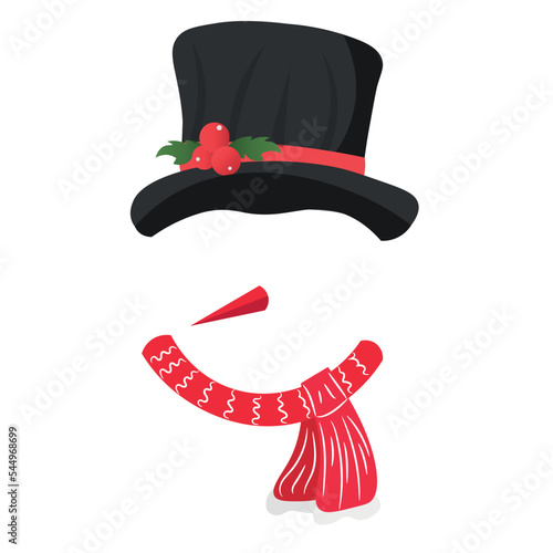 Christmas snowman mask for selfie on white background