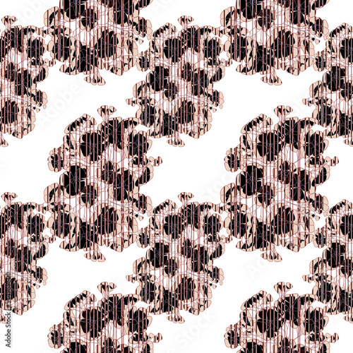 Floral and strokes seamless pattern. Imitation of skin animals. Hand drawn abstract background for fashion,wallpaper