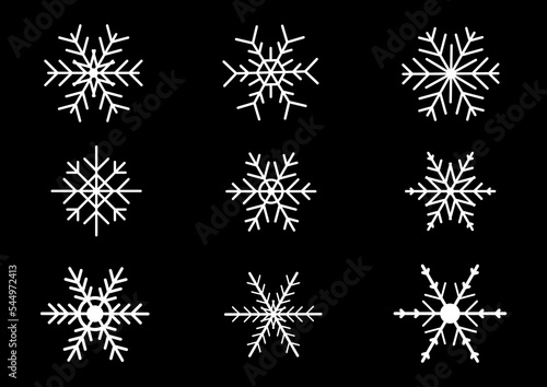 Christmas snowflake seamless pattern. Winter christmas snow flake ice crystal element for design. Christmas logo icon. Xmas frost flat silhouette symbol isolated on background. Vector illustration.