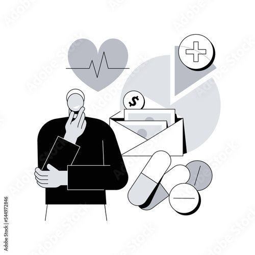 Healthcare expenses of retirees abstract concept vector illustration. Spending on healthcare, supplemental health insurance plan, retirement expenses, medical service cost abstract metaphor.