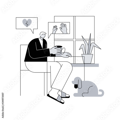 Social isolation abstract concept vector illustration. Social deprivation, isolation effect, old people loneliness, elderly person problem, disabled, mental health, living alone abstract metaphor.
