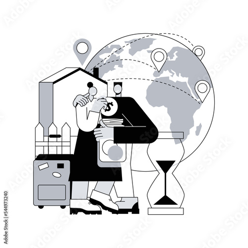 Return migration abstract concept vector illustration. Return of travelers, repatriation grant, circular migration, coming back, moving abroad, flying home, arrival at airport abstract metaphor.