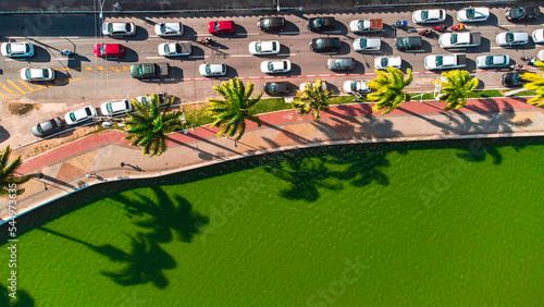 Açude Velho Hídrico Campina Grande Paraíba Nordeste Brasil Abastecimento Água Paisagem Urbano Prédios Lagoa Lago Verde Sesi Aéreo Drone photo