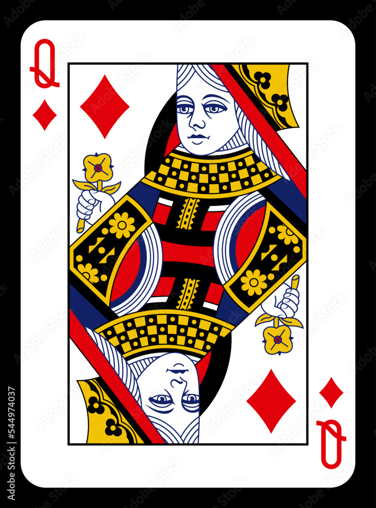 Queen of Diamonds playing card - Classic design.