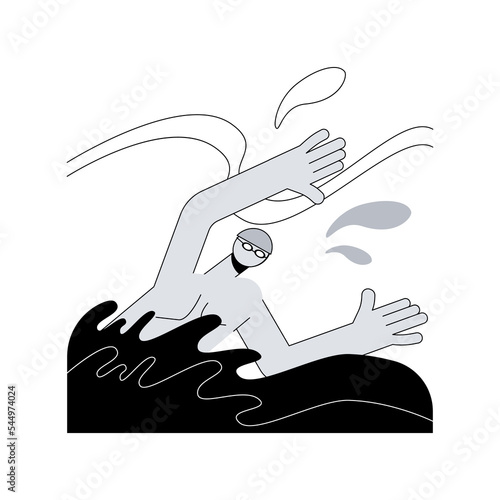 Swimming abstract concept vector illustration. Water sport, swimming pool, summer holiday, active lifestyle, family fun, fitness training, freestyle exercise, competition abstract metaphor.