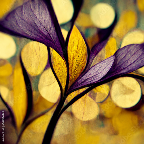 Purple and yellow abstract flower Illustration. photo