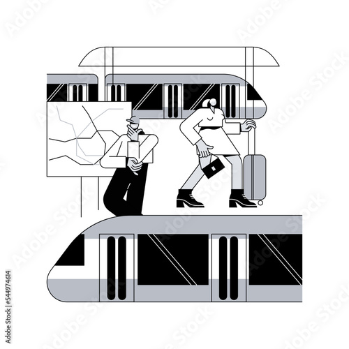 Underground transport abstract concept vector illustration. Underground freight, urban public transport systems, subway train station, passengers waiting speed train, platform abstract metaphor.