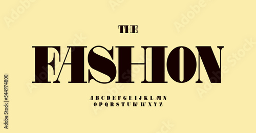 Contrasty bold elegant font, humanist classy alphabet, fancy neo antique typeset for magazine headline, wedding card, fashion brand logo, restaurant, photographer monogram. Vector typographic design