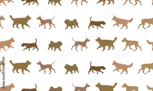 Seamless pattern. Dogs different breeds isolated on a white background. Endless texture. Design for fabric  decor  wallpaper  wrapping paper.