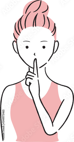 手描き1color  　ジムに通う女性　白バック　しー