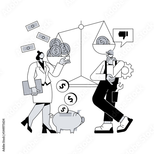 Income inequality abstract concept vector illustration. Country income distribution, financial gender discrimination, social economic inequality, gini coefficient, salary gap abstract metaphor.