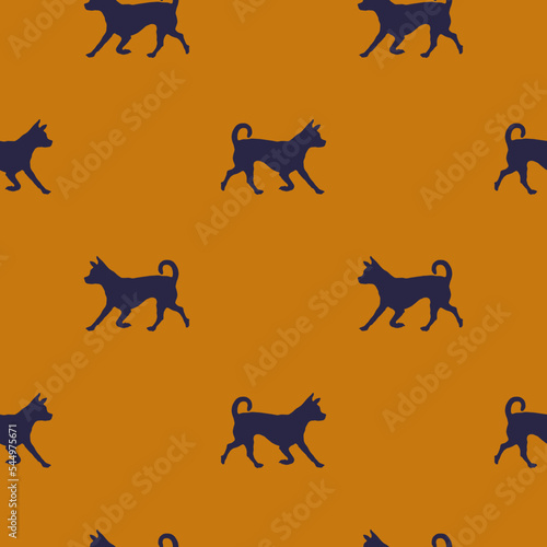 Running chihuahua puppy. Seamless pattern. Dog silhouette. Endless texture. Design for wallpaper  wrapping paper  fabric  decor  surface design.