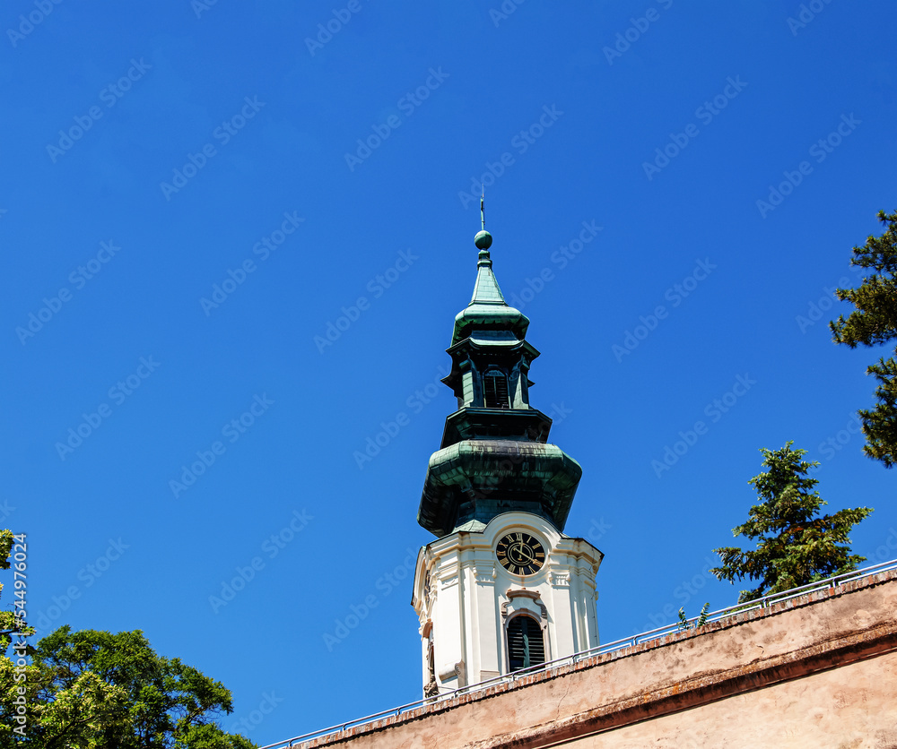 Top view of the Franciscan Church in the Nitrograd Castle in the city of Nitra in Slovakia.