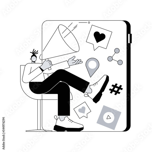 Cross-posting abstract concept vector illustration. Digital marketing, online platform, post planner, social media cross posting, link sharing, smm, repost, post promotion abstract metaphor.