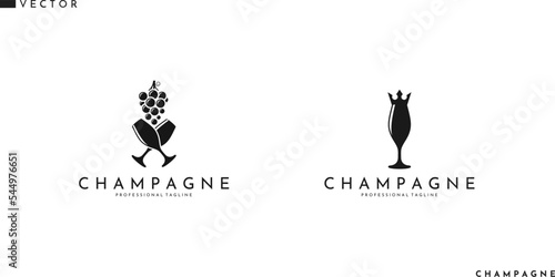 Wine shop logo. Champagne sign
