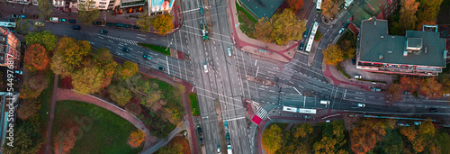 from Above it looks so nice , the streets of hamburg in sunrise