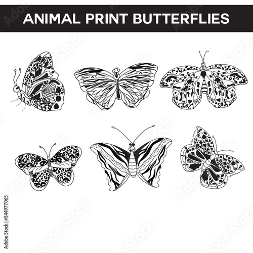 Animal Print Butterfly Vector Set
