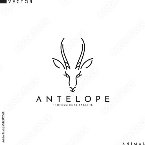Antelope springbok logo. Outline style