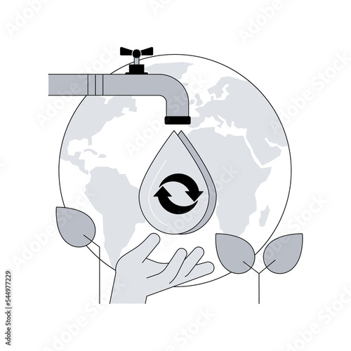 Water consumption abstract concept vector illustration. Water overconsumption, daily intake calculation, environmental information, consumption per household, industrial use abstract metaphor.