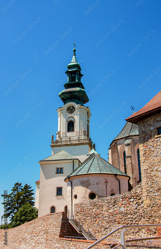 Top view of the Franciscan Church in the Nitrograd Castle in the city of Nitra in Slovakia.