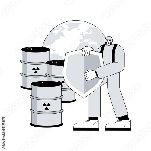 Safe storage of waste abstract concept vector illustration. Chemical waste management, hazardous material storage, safe container, sorting and recycling, dangerous substance abstract metaphor.