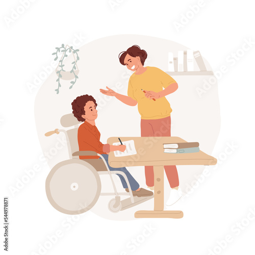 One-on-one support isolated cartoon vector illustration. Professional parents support, one-on-one assistance meeting, education for children with disabilities, private school vector cartoon.