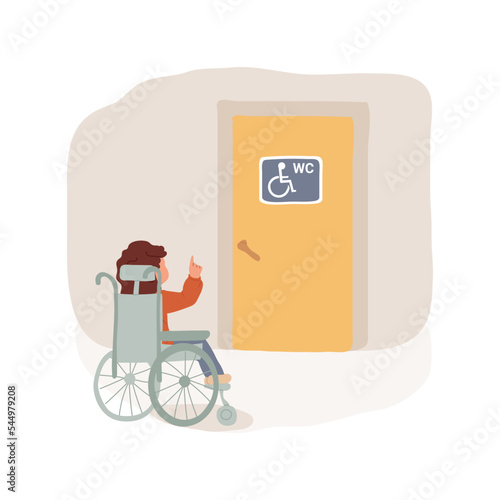 Accessible toilets isolated cartoon vector illustration. Bathroom door with wheelchair sign, accessible school toilets, inclusive environment, barrier free public education vector cartoon.